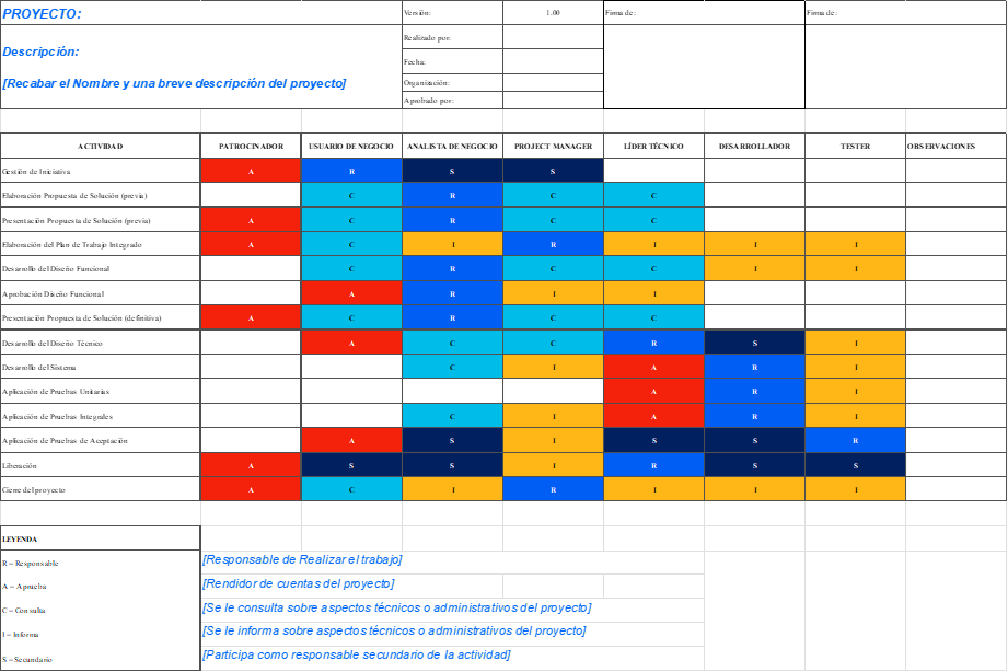 Análisis de Stakeholders - Matriz RACI